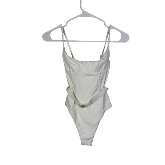 ONIA x WEWOREWHAT WHITE DANIELLE BELTED ONE PIECE SWIMSUIT SZ XS NWT - Picture 3 of 15